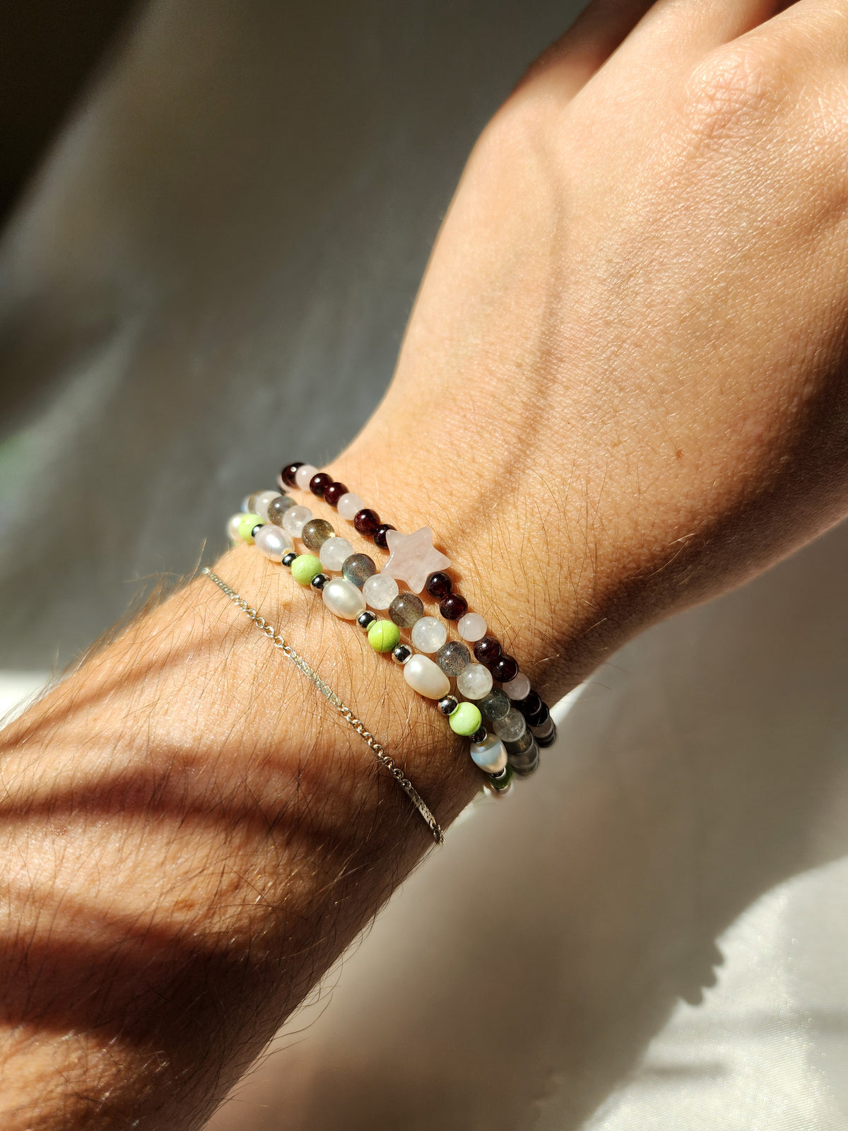 Garnet & Rose Quartz Bracelet